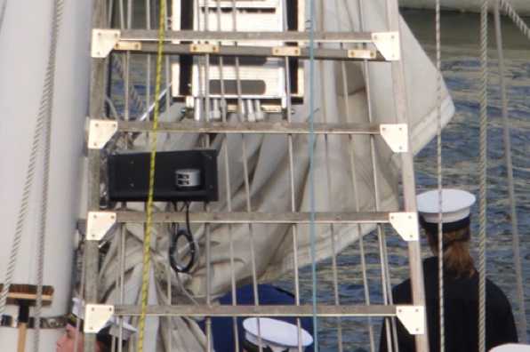 20 September 2022 - 16:59:36
Close up on the steps to the rigging. It's almost a metal runged ladder to first base.
--------------------
Tall ship TS Royalist returns to Dartmouth